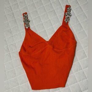 NWT Orange top with Embellishment✨